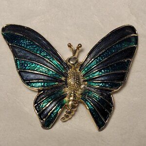 Beautiful Vintage Enamel Butterfly Brooch